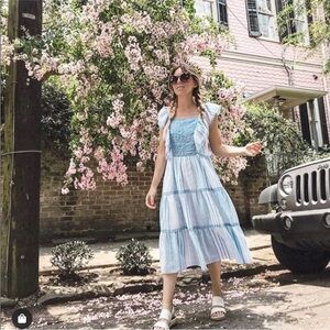 Heartloom Spencer Stripe Lace & Ruffle Sun Dress M